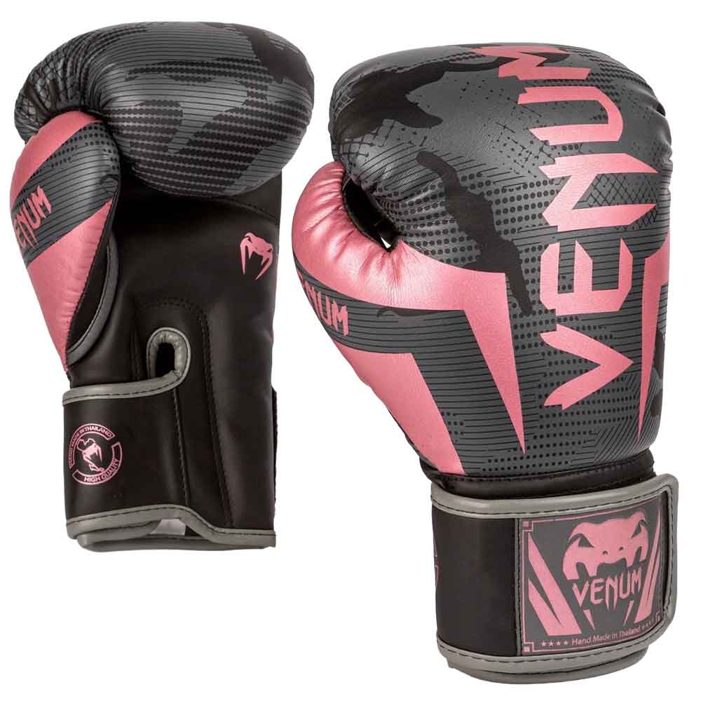 01 Venum Elite Boxing Gloves 8 Oz – Black/Pink Gold Boxing Gloves
